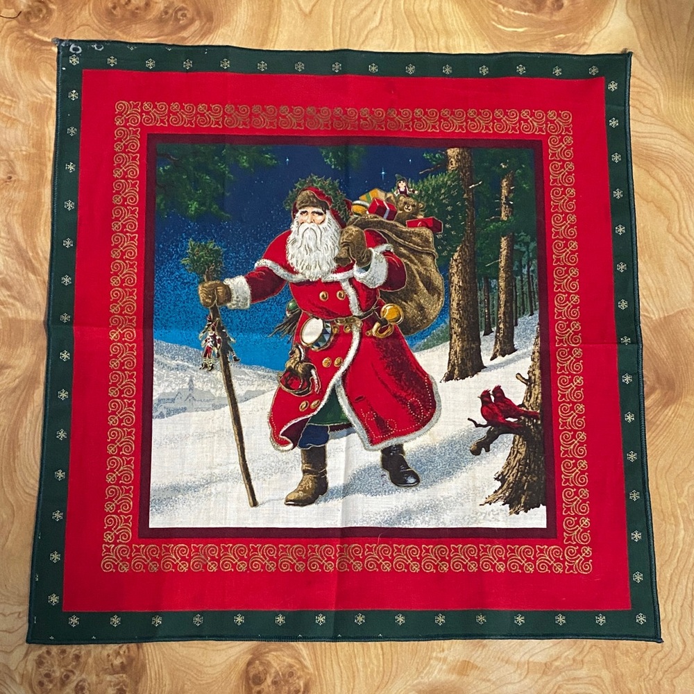 Vtg Santa Claus Holiday Scarf Bandana
